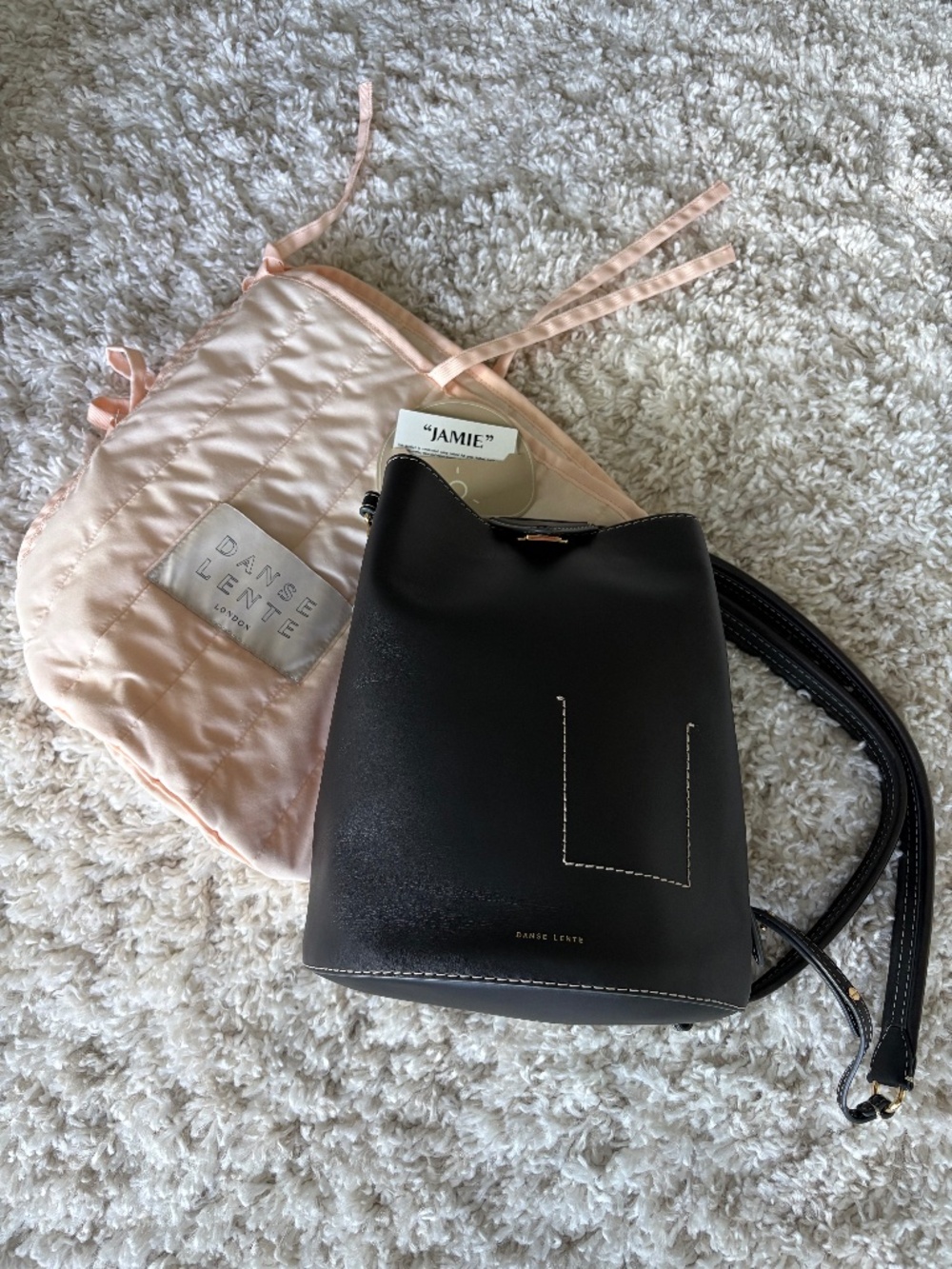 🖤 Danse Lente Jamie Black Leather Bucket Convertible Backpack